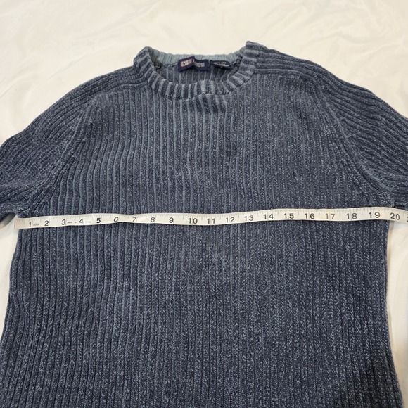Vintage Faded‎ Glory Mens Ribbed Sweater Size Large Crewneck Blue Retro 90S - Picture 6 of 6